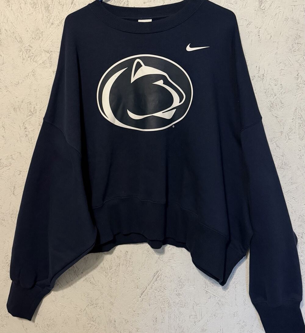 Women's Nike Navy Penn State Nittany Lions Oversized Cropped Pullover XL NWT NEW